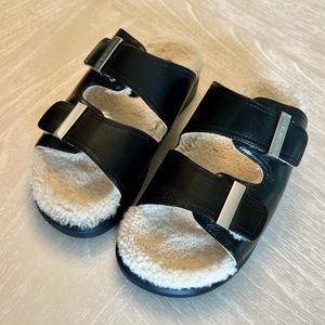 Alexander McQueen Leather and Shearling Slide Sz 37.5